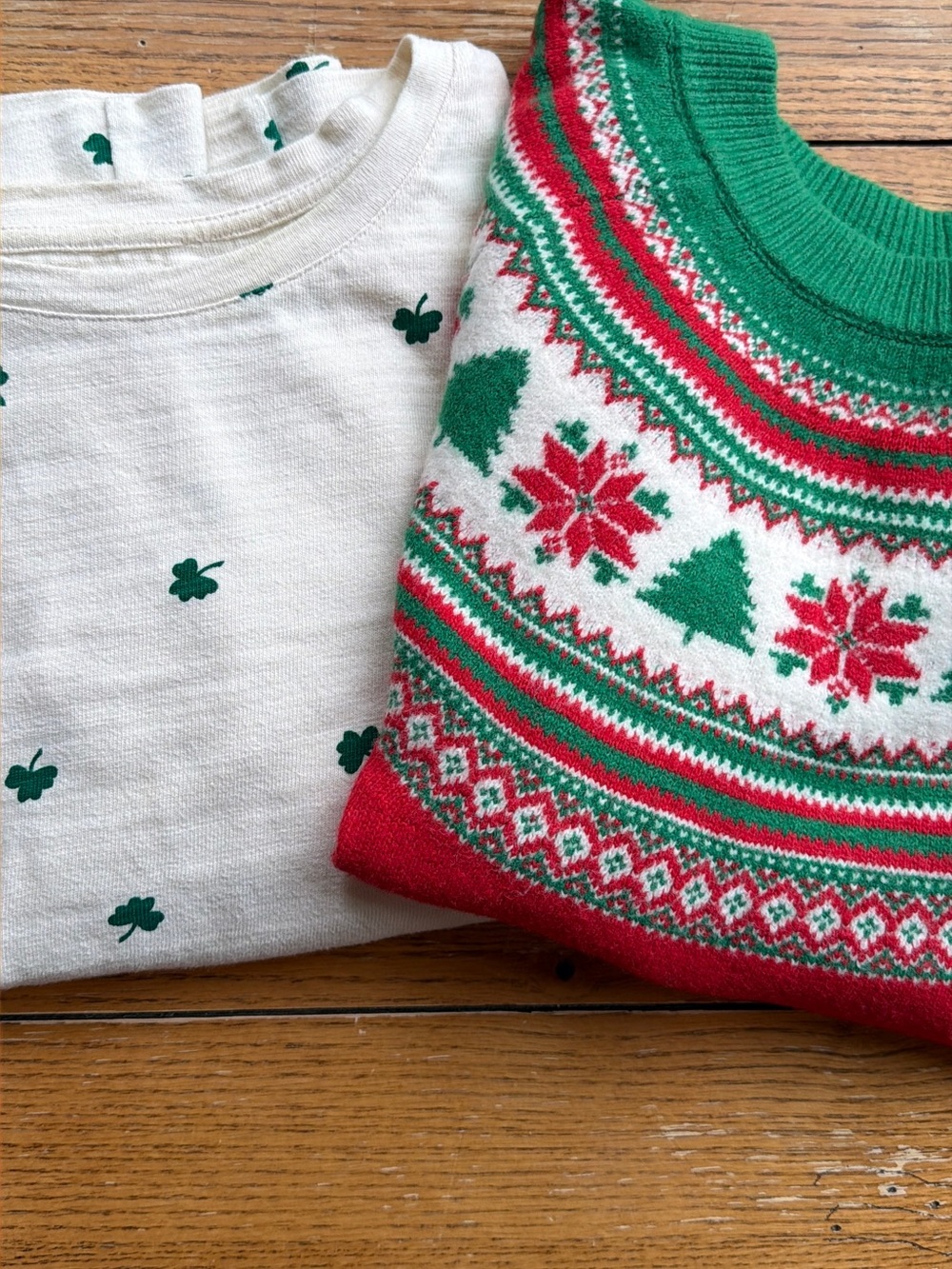 Set of 2 Festive Sweaters Cynthia Rowley Xmas and Loft St. Patty’s Day